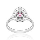 טבעת וינטאג' רובי בצורת טיפה עם "היילו" יהלומים כפול - 1.30 קראט