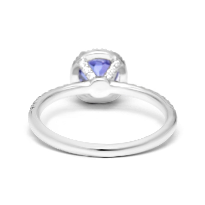 טבעת טנזנייט עגולה עם היילו יהלומים - 1.39 קראט