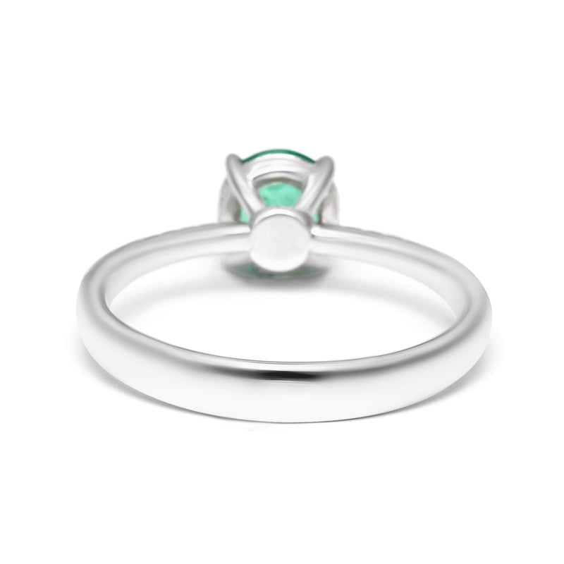טבעת אמרלד עגולה עם היילו מוחבא - 0.86 קראט